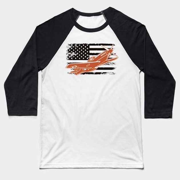 P-51 Mustang American Fighter Plane Baseball T-Shirt by Distant War